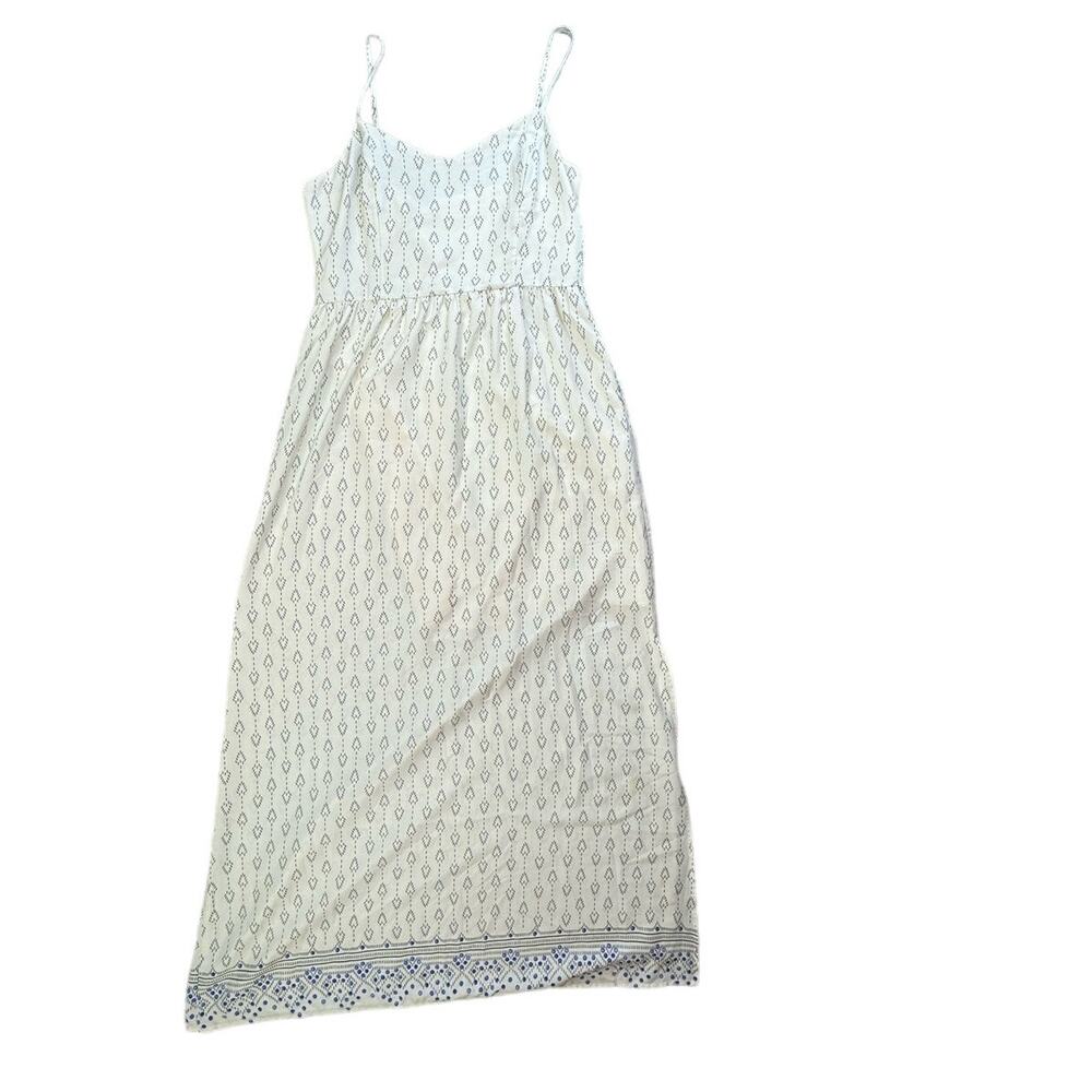 Under Skies Maxi Dress Cream Black Geometric Print Size Large‎